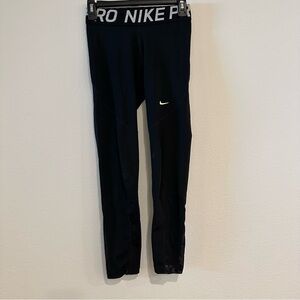 Nike Pro Black Leggings 7/8 Length with Mesh Bottom